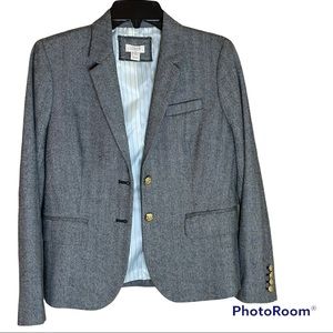 J. Crew Black and White Herringbone Blazer with Gold Buttons